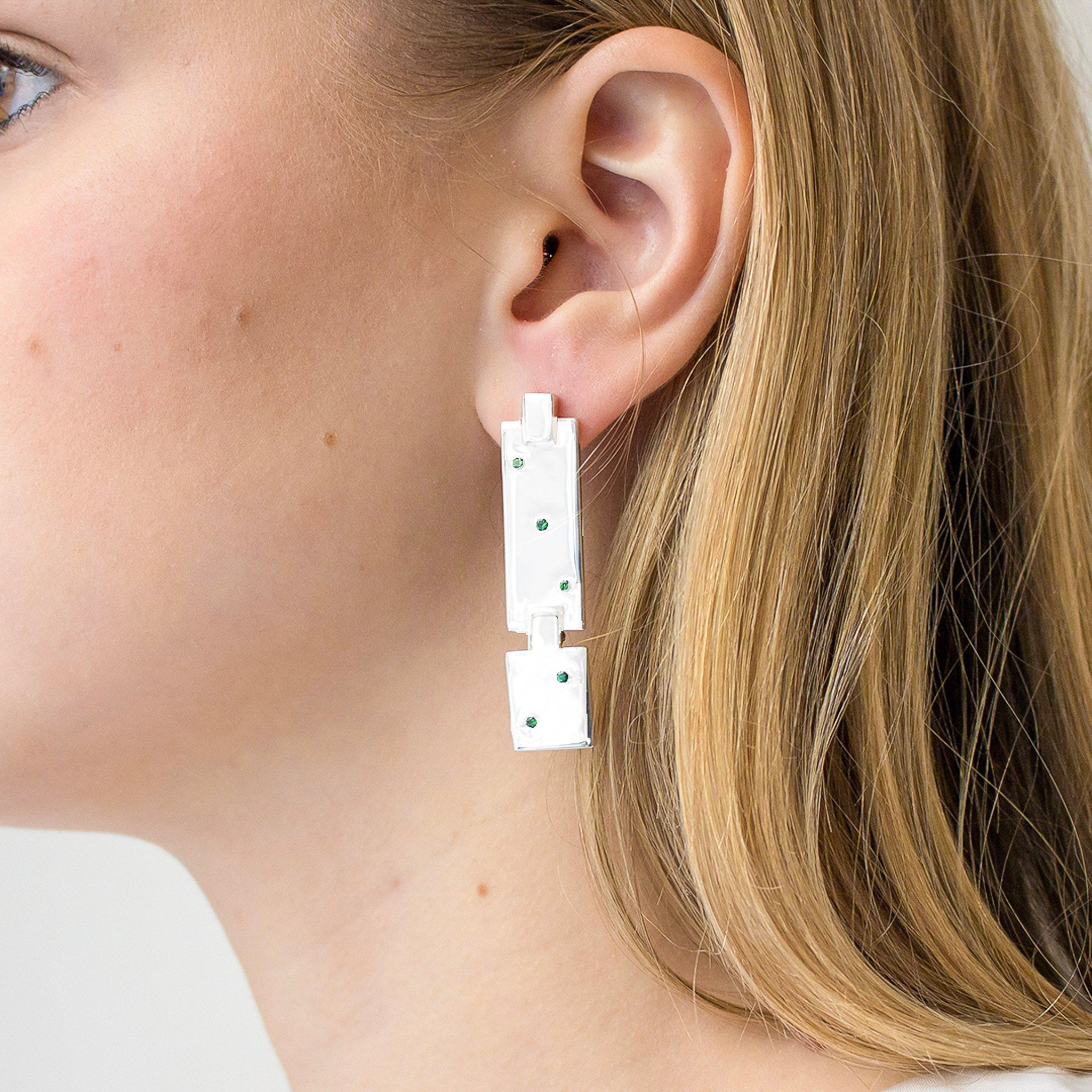 Green Domino Earrings