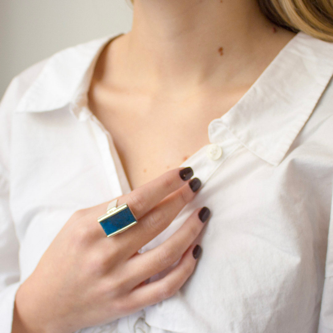 Bague Rectangle Bleu