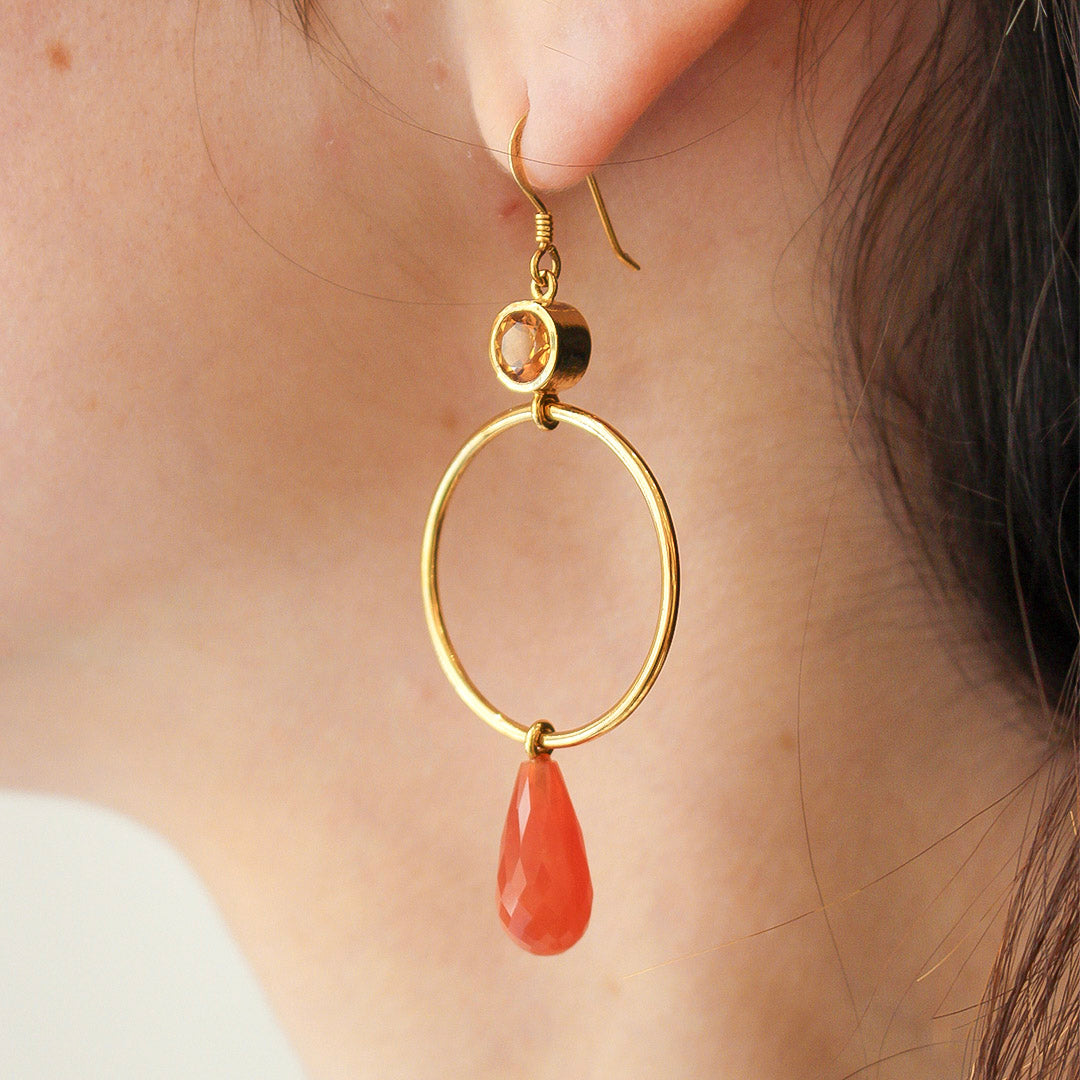 Carnelian Agate Drop Earrings