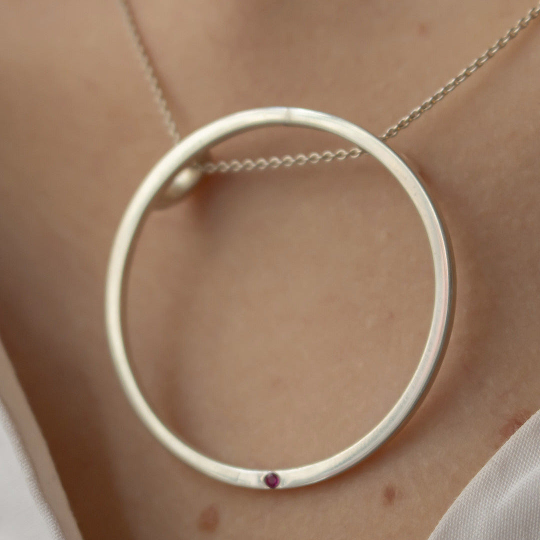 Round Pink Sapphire Pendant