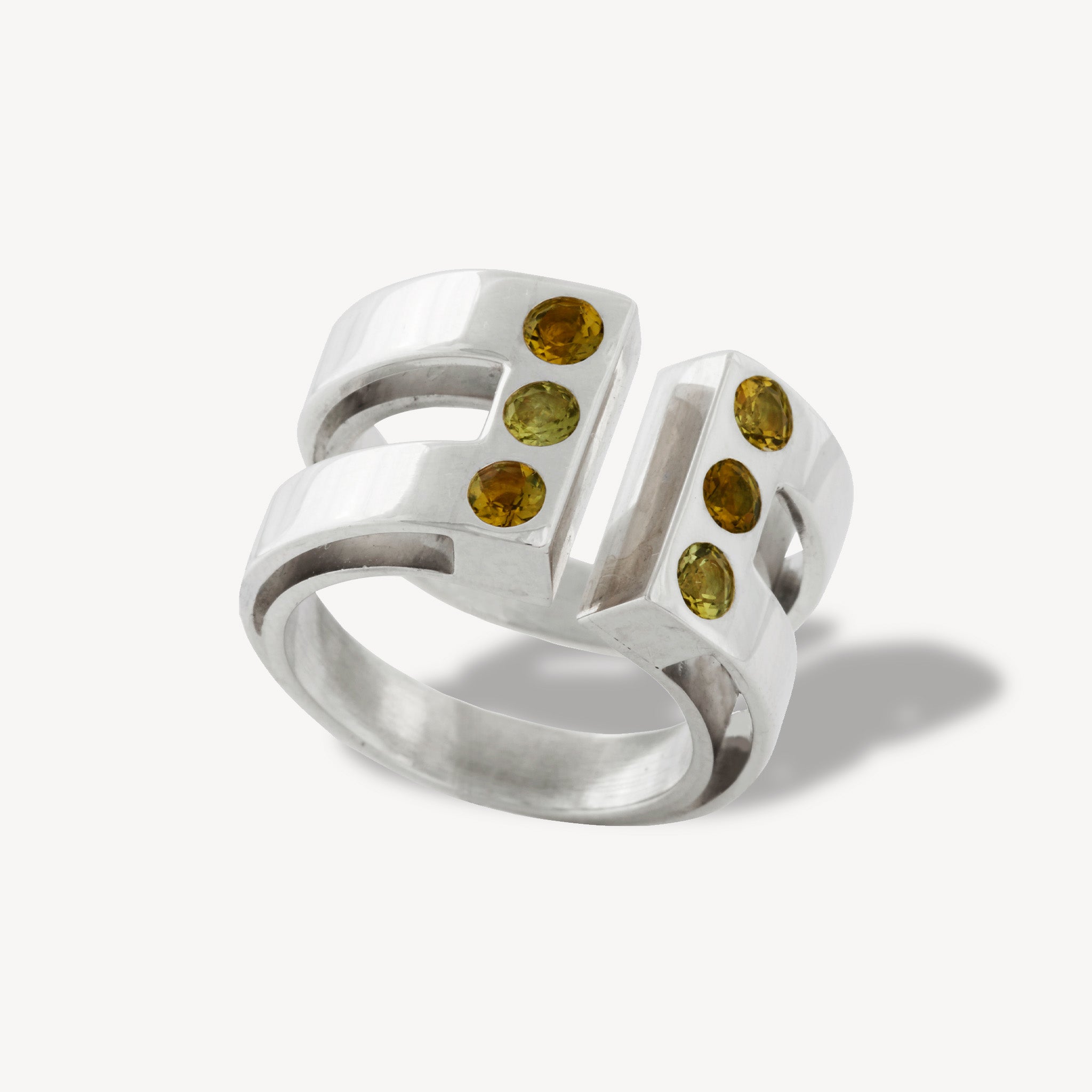 Bague Paillettes Tourmalines Vertes