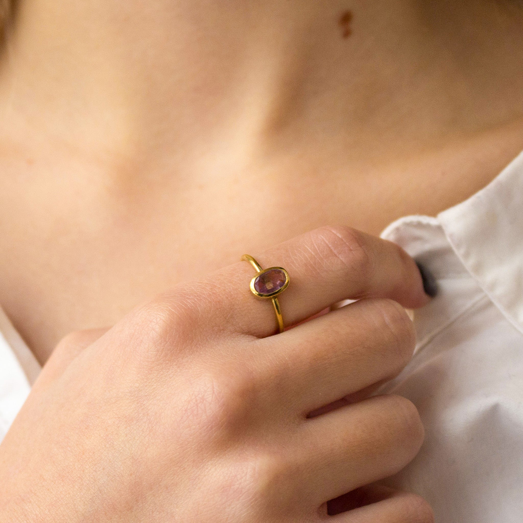 Magic Wand Ring Round Wire VERMEIL Pink Tourmaline