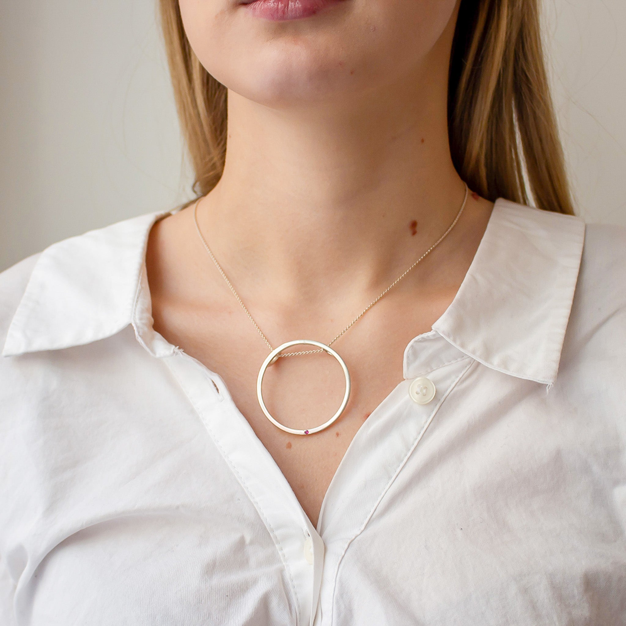 Round Pink Sapphire Pendant