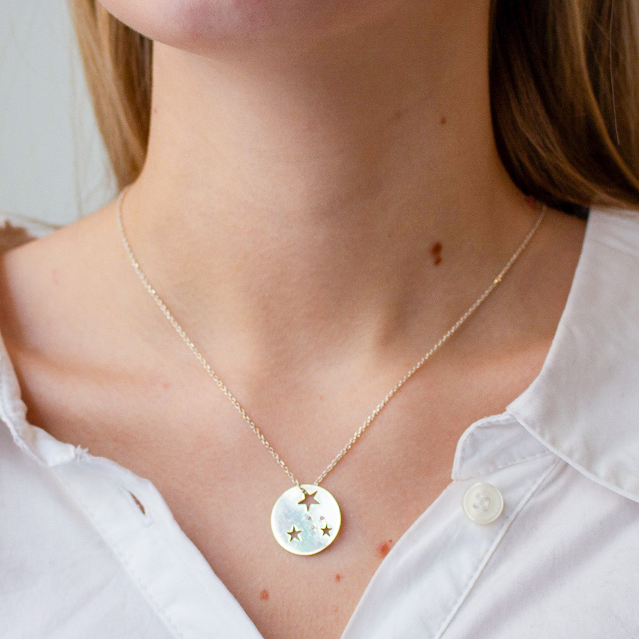 Pendentif étoiles Saphirs roses