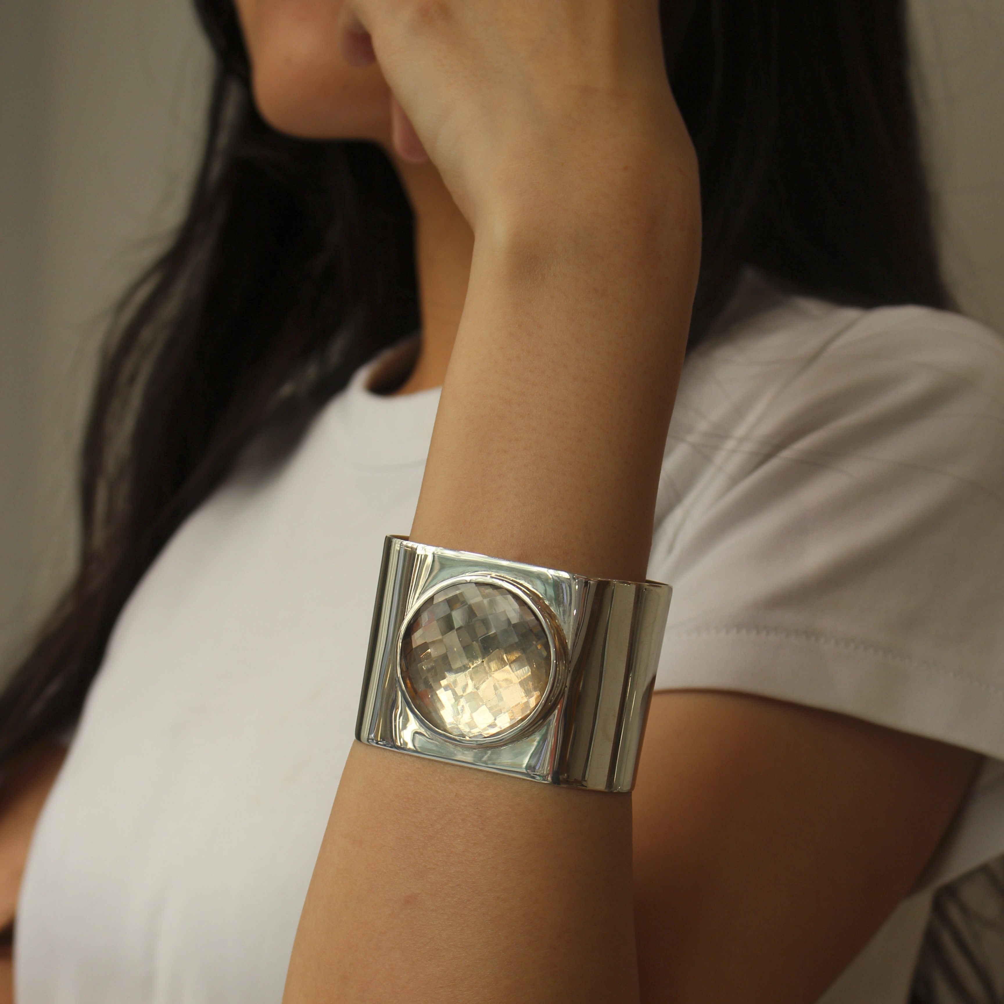 Manchette Quartz Fumé Gemme Joaillerie