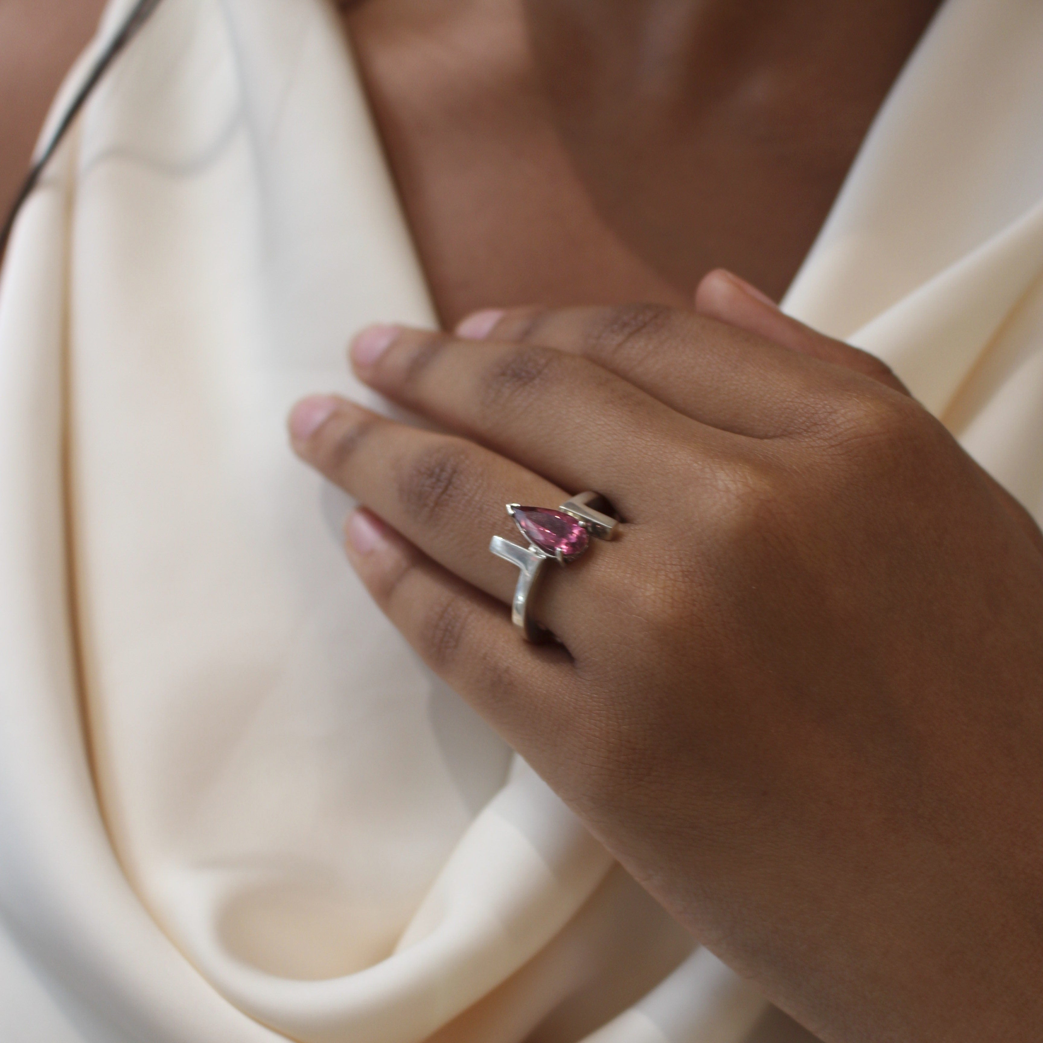 Zig Zag Rubellite Ring