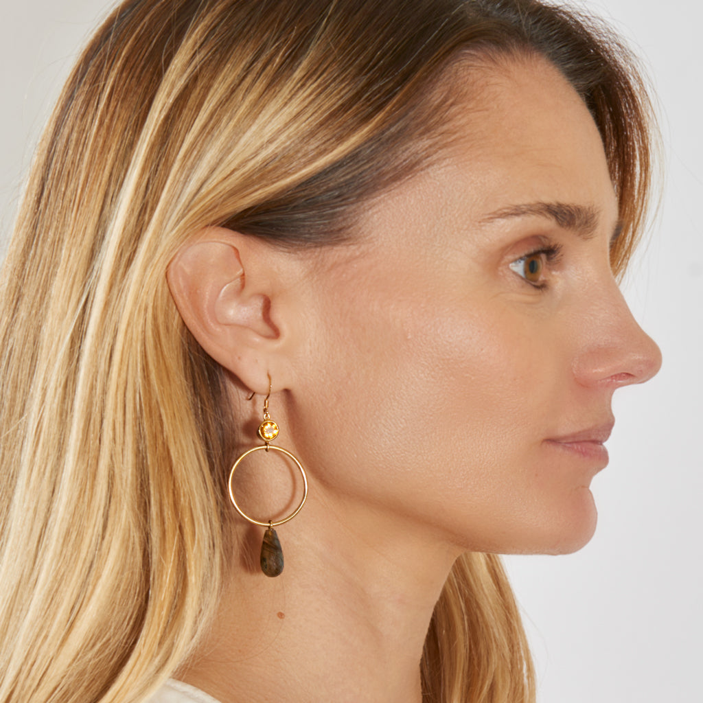 Boucles d'Oreilles Gouttes Labradorites
