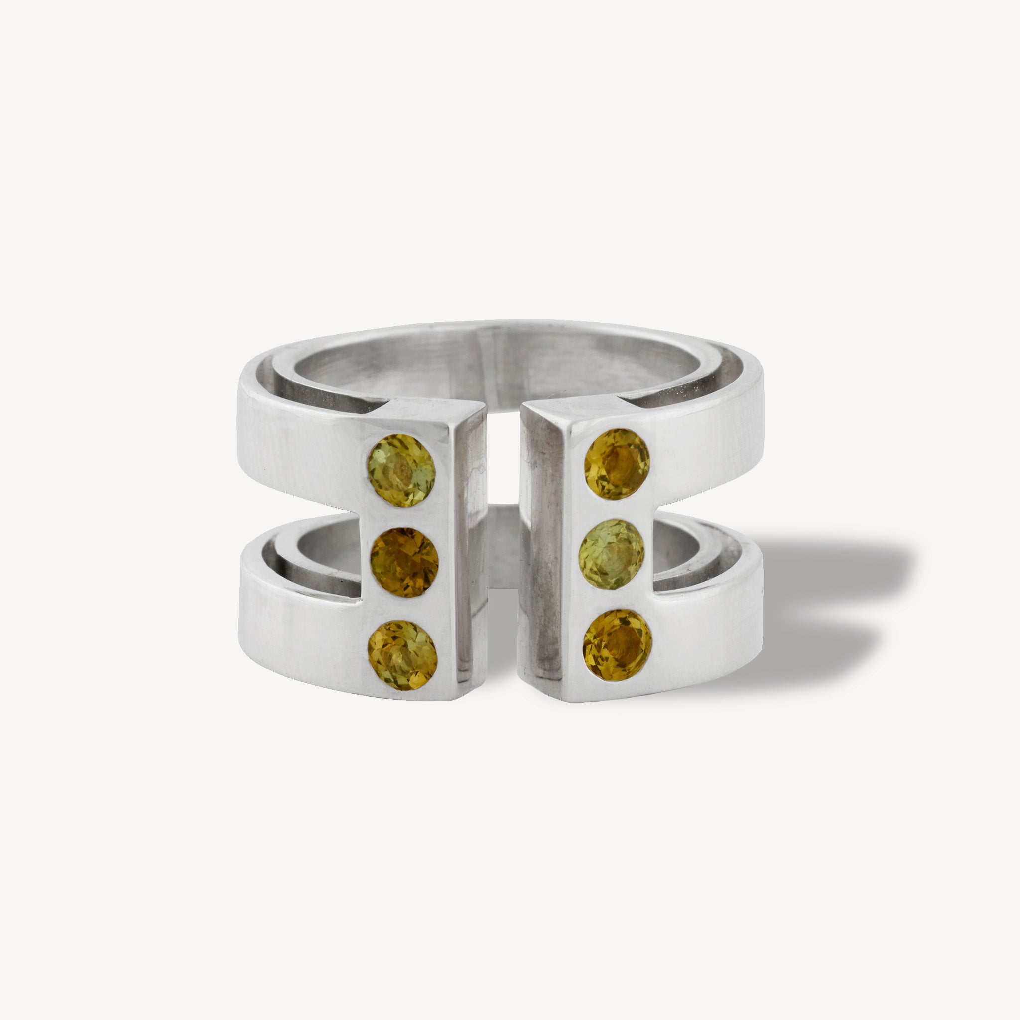 Bague Paillettes Tourmalines Vertes