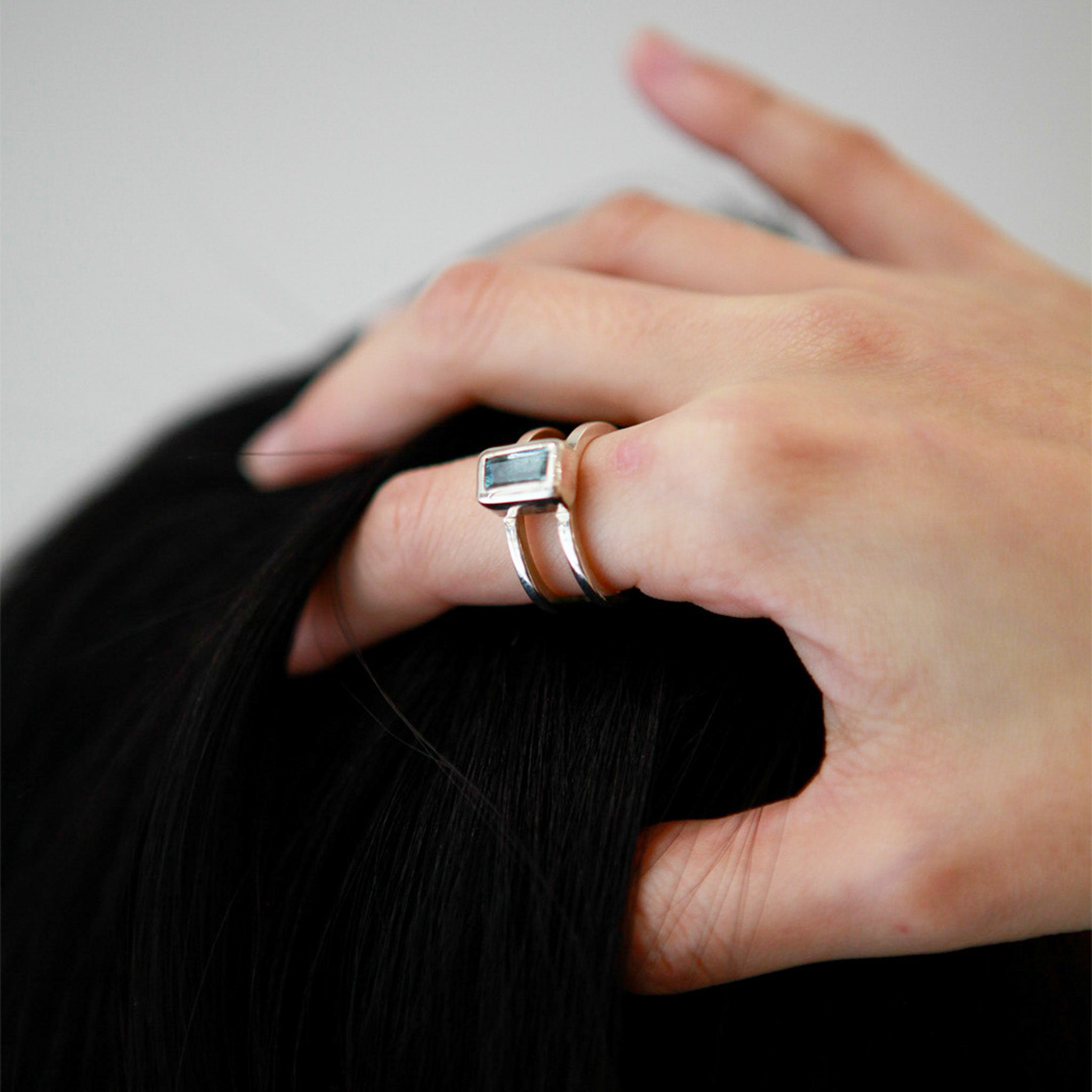 Aquamarine Graphic Ring