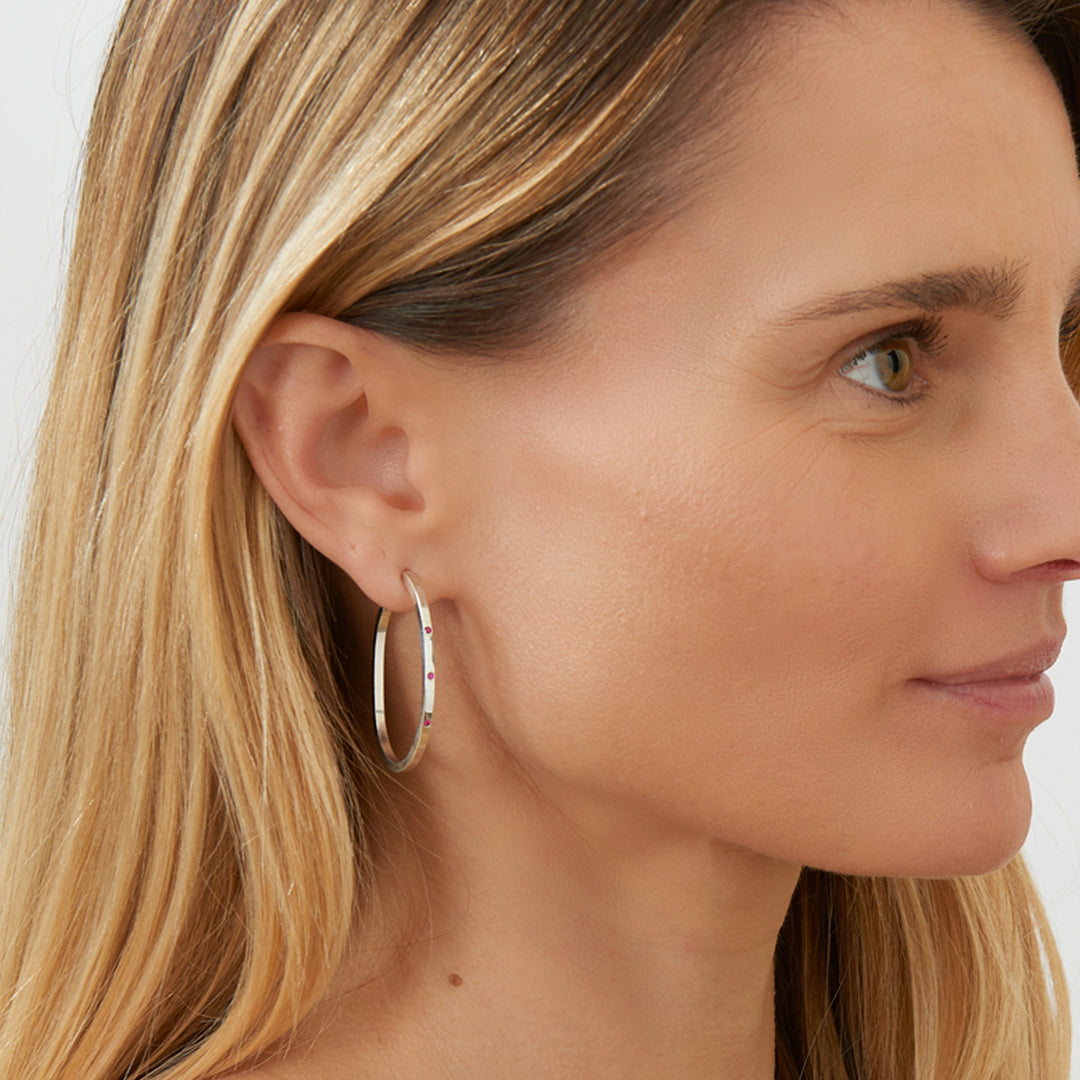 Petites Créoles Ovales Saphir Rose