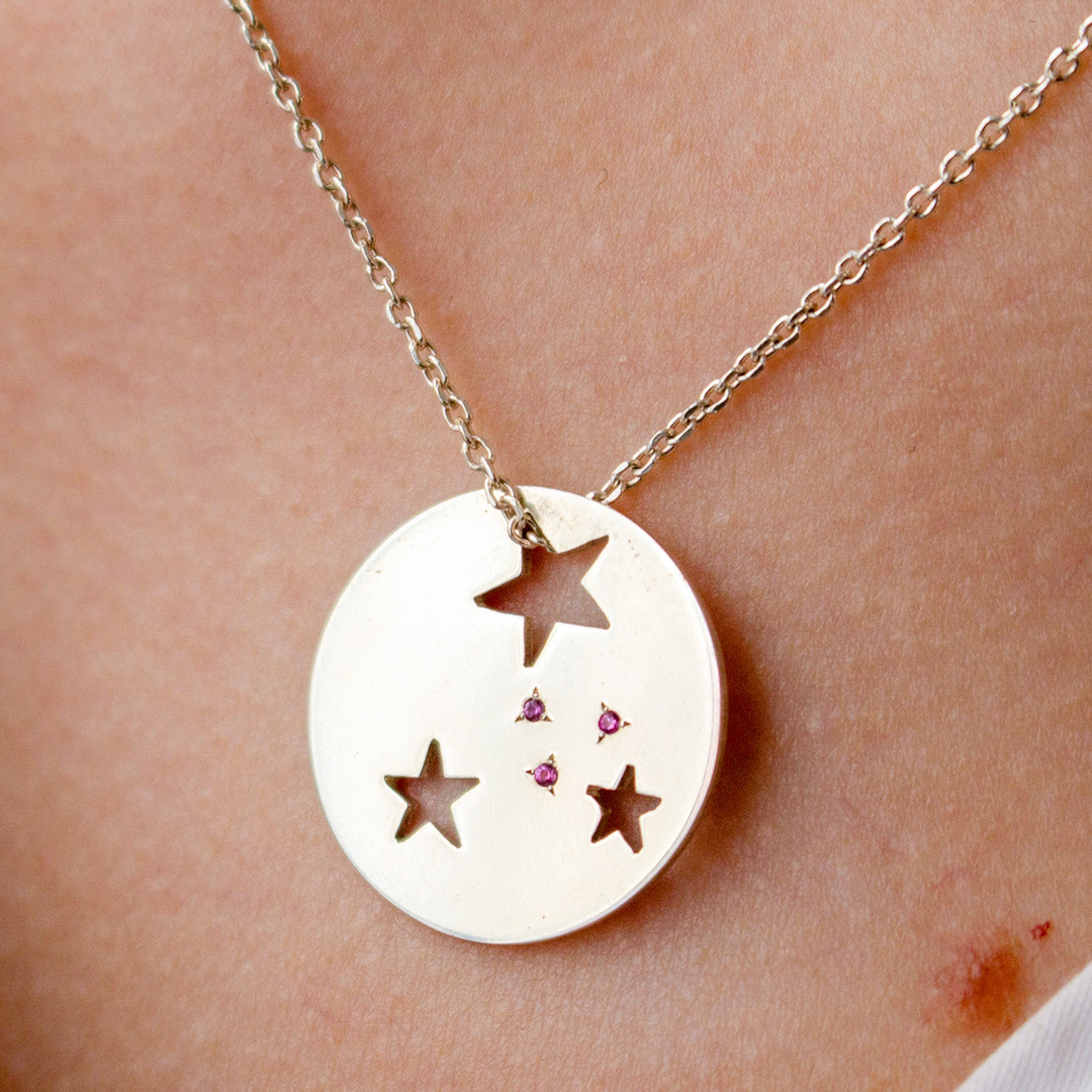 Pendentif étoiles Saphirs roses