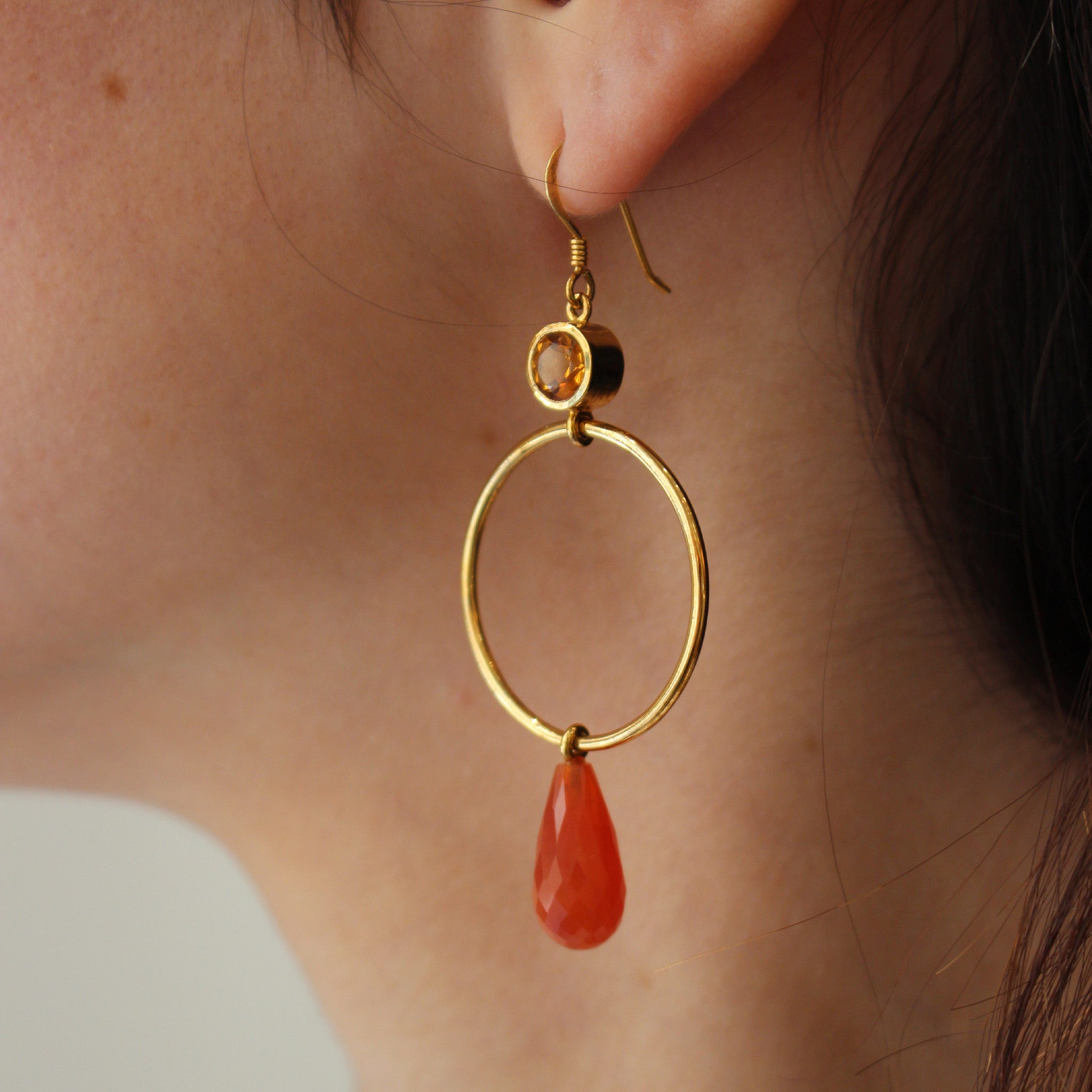 Boucles d’Oreilles Gouttes agates cornaline