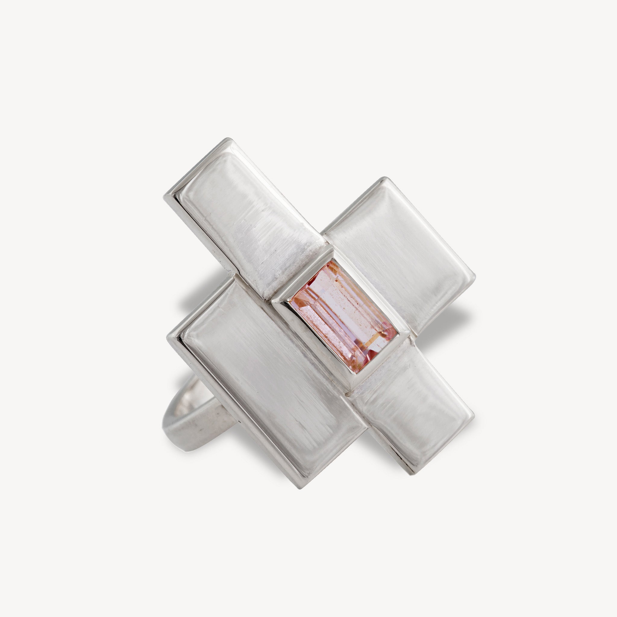 Bague Croix Tourmaline Rose