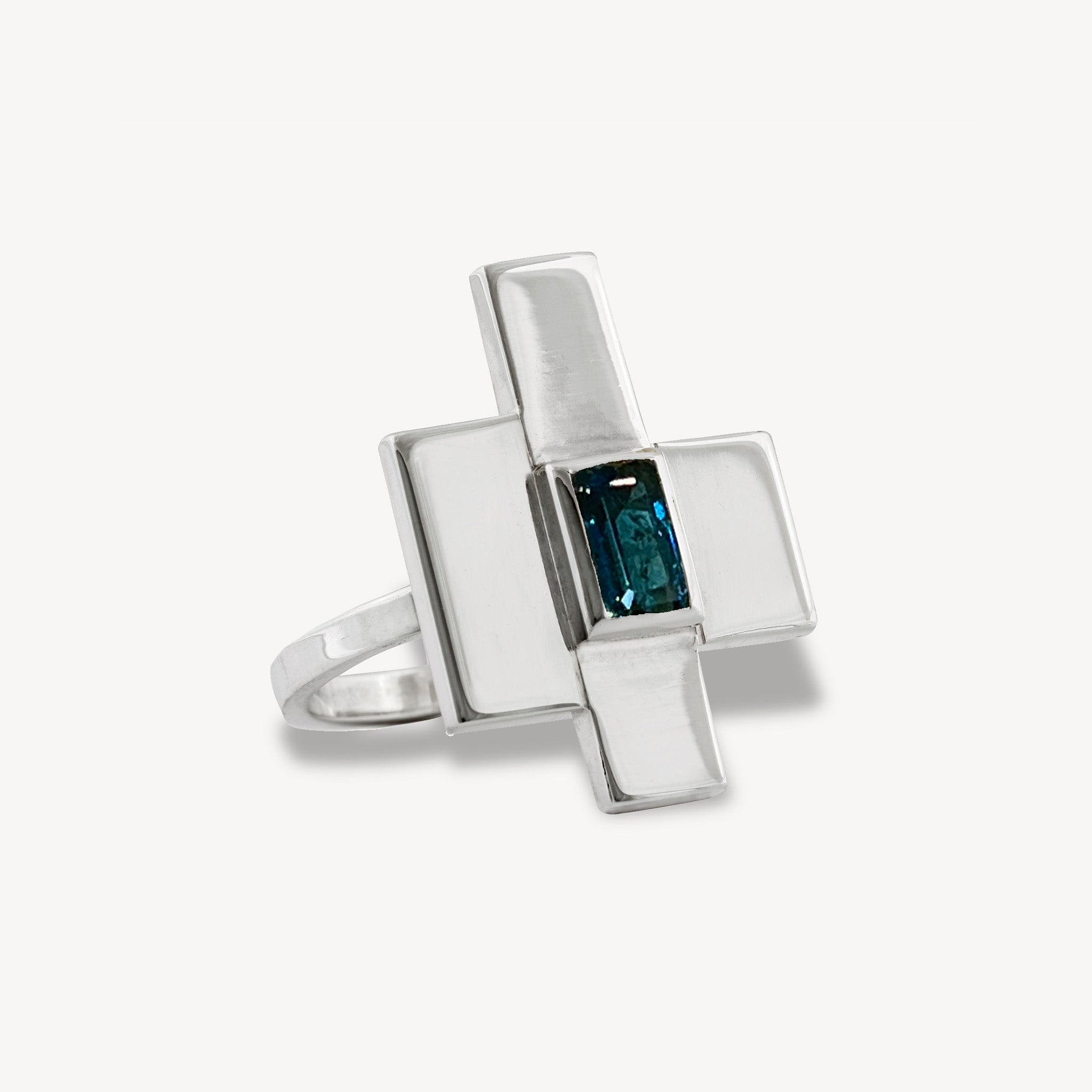 Bague Croix Tourmaline Bleue