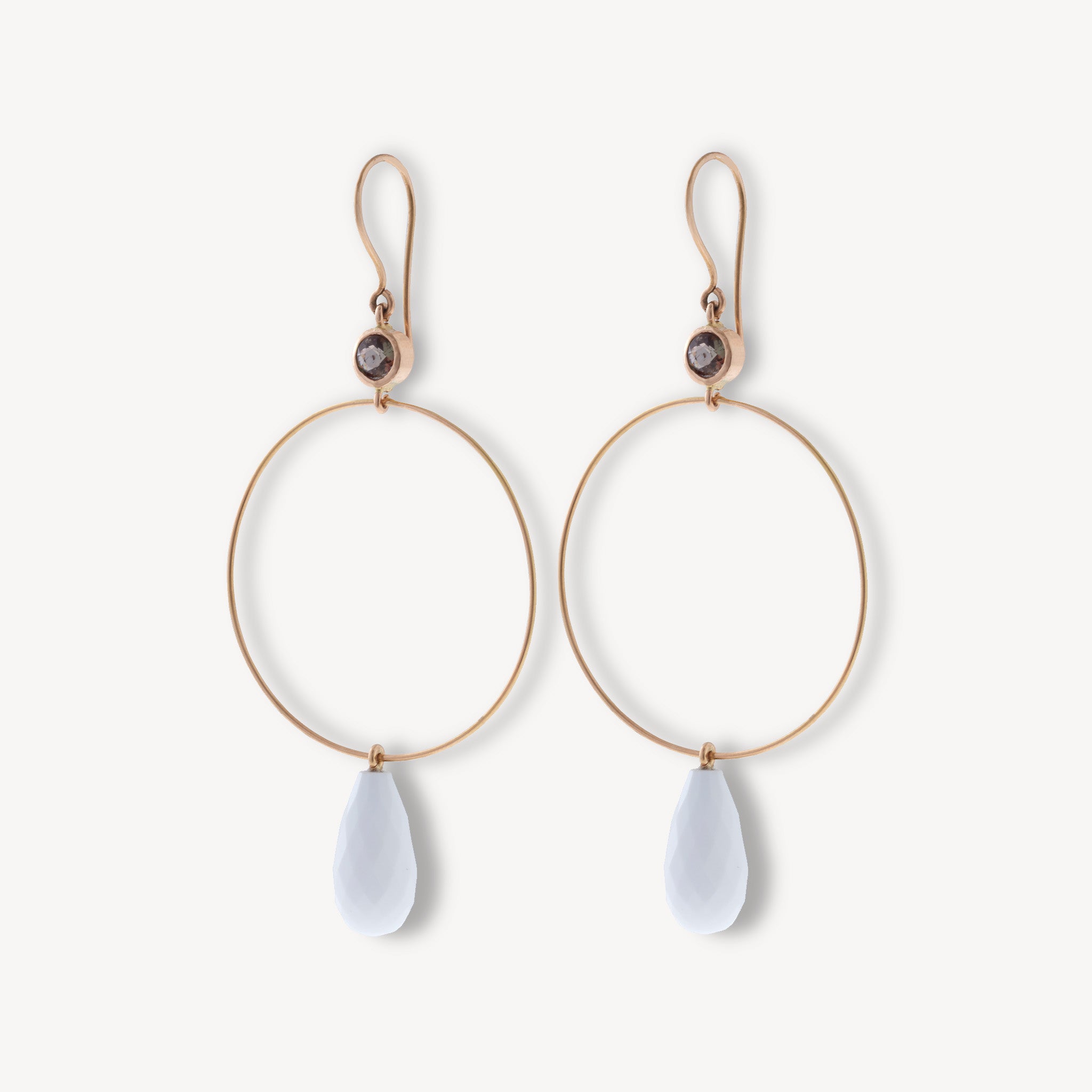 Boucles d'Oreilles Gouttes Agates Blanches