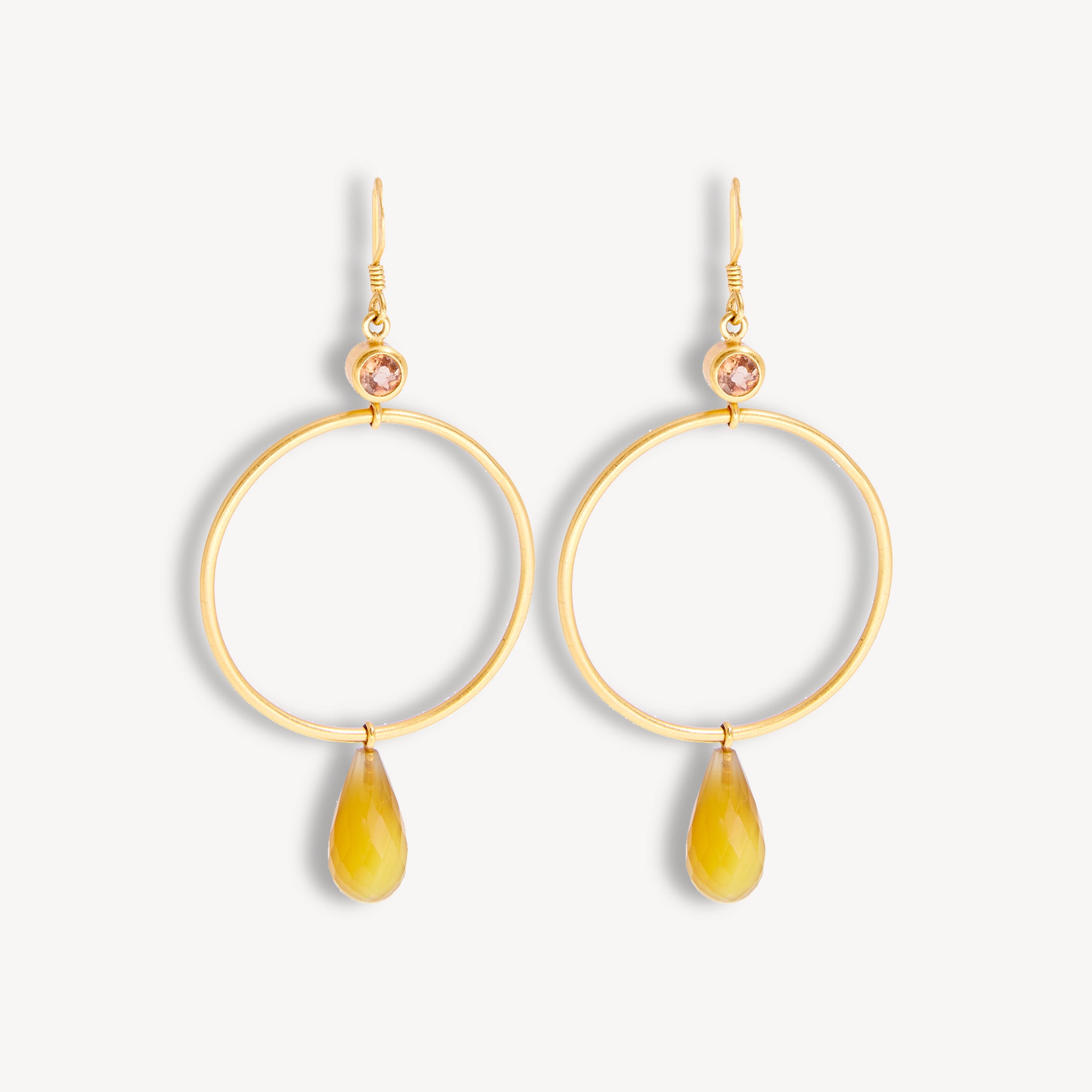 Boucles d'oreilles Gouttes Agates jaunes