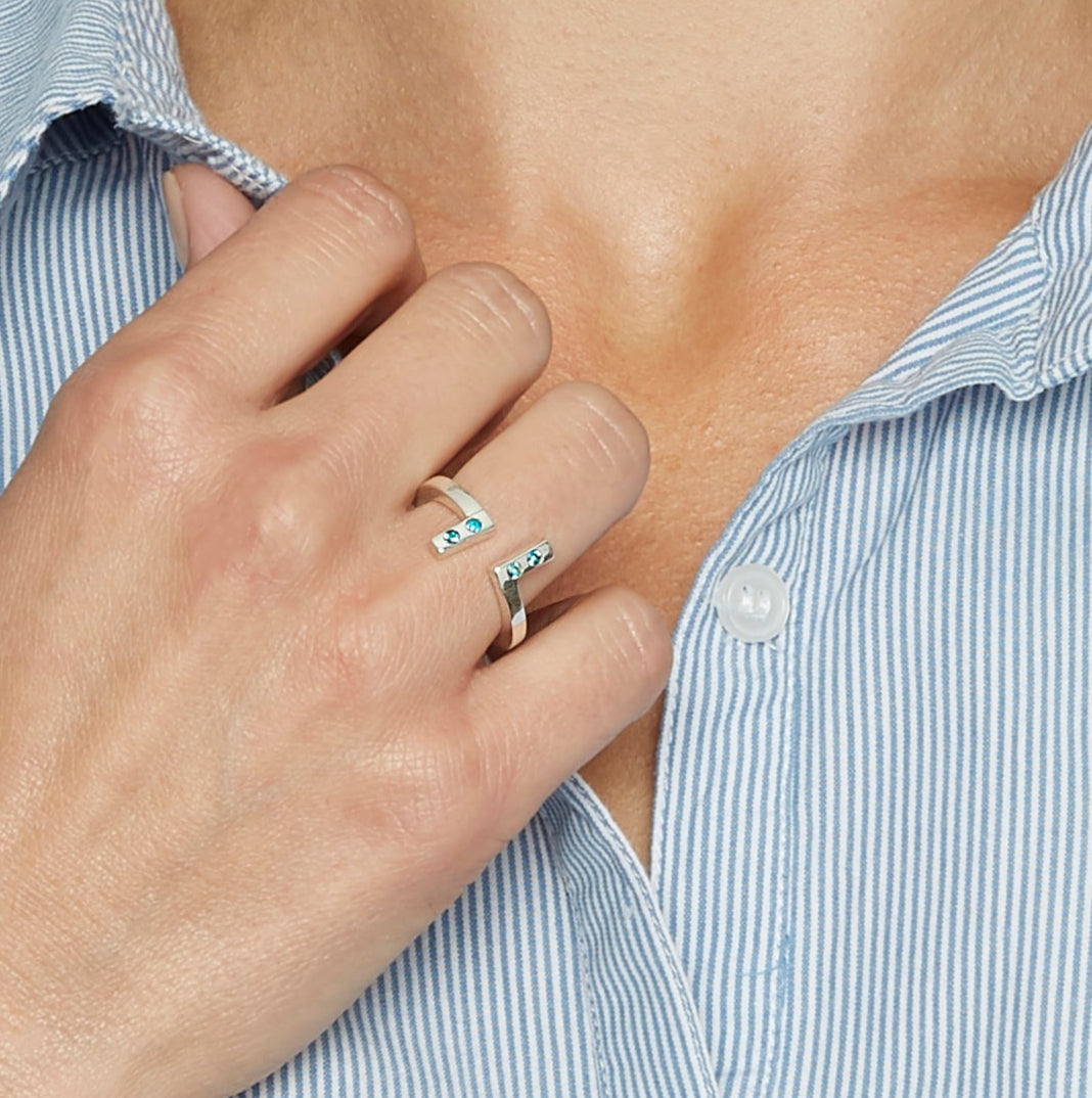 Bague Zig Zag Bleue