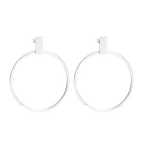 Créoles Bulle en argent et rectangle lisse GEMME Joaillerie, sobriété et éclat.